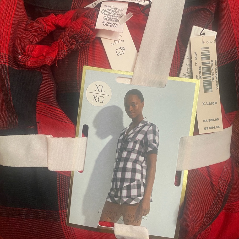 Victoria's Secret Red and Black Casual Button Down Shirt